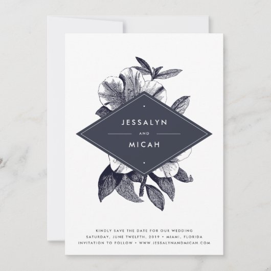 Midnight Orchid Save the Date Kaart (Voorkant)