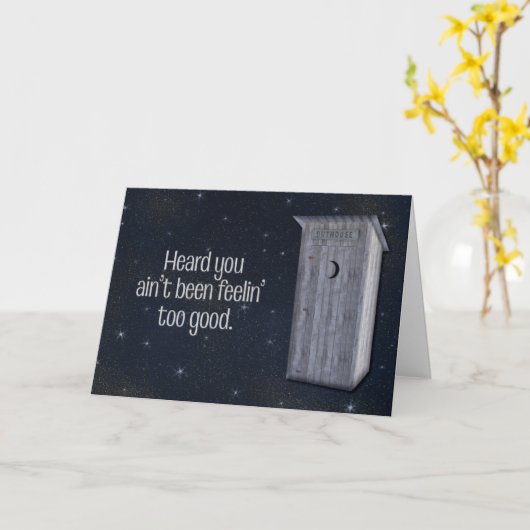 Midnight Outhouse Grappig Word Goed Kaart (Gele Bloem)