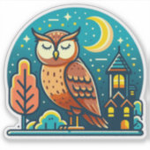 Midnight Owl Bird Vinyl Sticker op maat (Voorkant)
