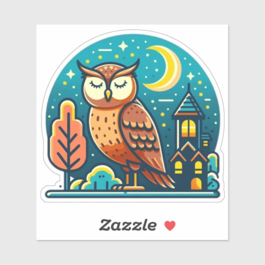Midnight Owl Bird Vinyl Sticker op maat (Vel)
