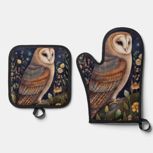 Midnight Owl Ovenwant & Pannenlap Set (Voorkant)
