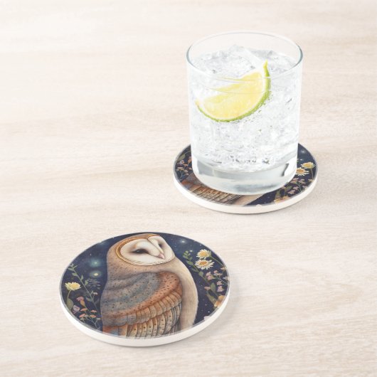 Midnight Owl Sandstone Onderzetter (Zijkant)