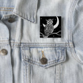 Midnight Owl Square Pin Vierkante Button 5,1 Cm (In situ)