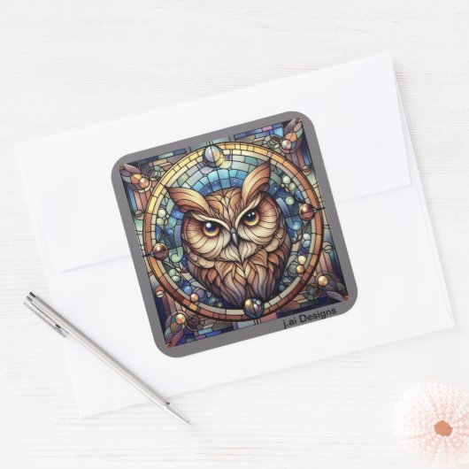 Midnight Owl Vierkante Sticker (Envelop)