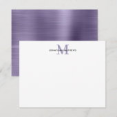 Midnight Paars Klassiek monogram geborsteld metaal Notitiekaartje (Voorkant / Achterkant)