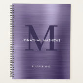 Midnight Paars Klassiek monogram geborsteld metaal Planner (Voorkant)