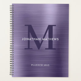 Midnight Paars Klassiek monogram geborsteld metaal Planner