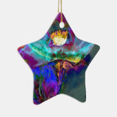 Midnight Paars Poppy waterverf schilderij Keramisch Ornament (Rechts)