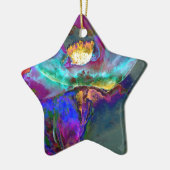 Midnight Paars Poppy waterverf schilderij Keramisch Ornament (Links)