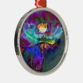 Midnight Paars Poppy waterverf schilderij Metalen Ornament (Rechts)