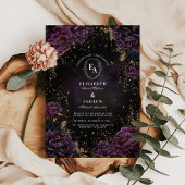 Midnight Paarse Galaxy Gothic Wedding Kaart