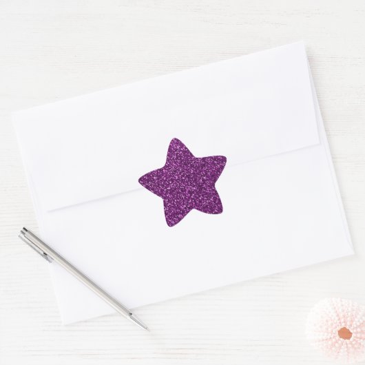 Midnight Paarse Glitter Ster Sticker (Envelop)