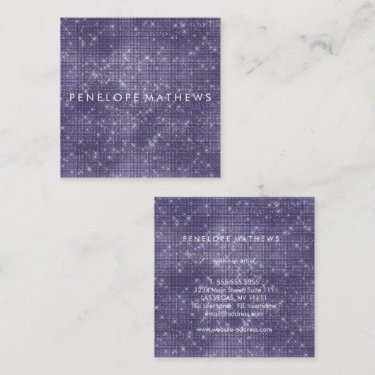 Midnight Paarse Sparkle Beaukle Stylist Vierkante Visitekaartje (Voorkant / Achterkant)