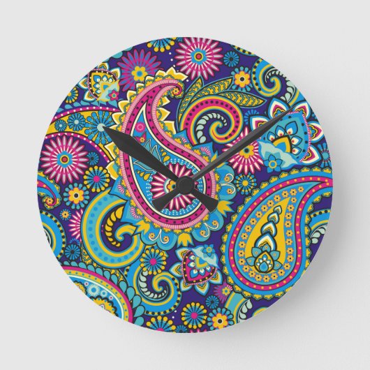Midnight Paisley Ronde Klok (Voorkant)