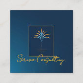 Midnight Palm Collectie Luxury Navy Blue & Gold Vierkante Visitekaartje (Voorkant)