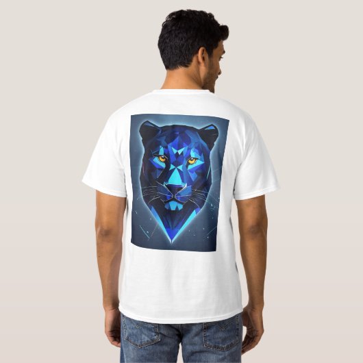 "Midnight Panther: Geometrisch Vector Design T-shi T-shirt (Achterkant volledig)
