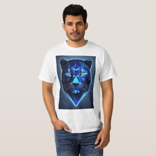 "Midnight Panther: Geometrisch Vector Design T-shi T-shirt (Voorkant volledig)