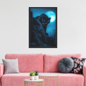 Midnight Panther Moonlight Ingelijste Canvas Afdruk (Insitu (Woonkamer))
