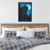 Midnight Panther Moonlight Ingelijste Canvas Afdruk (Insitu (Slaapkamer))