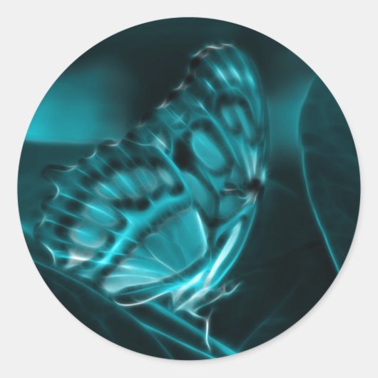 Midnight Passion, Blue Butterfly Kisses Ronde Sticker (Voorkant)