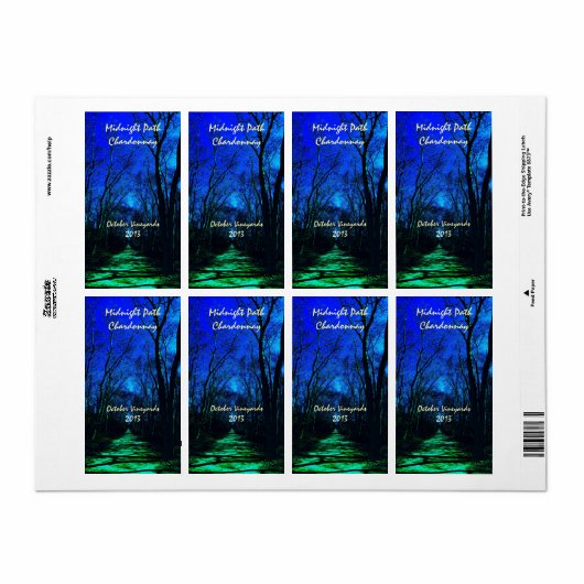 Midnight Path wijnlabels Etiket (Full Sheet)