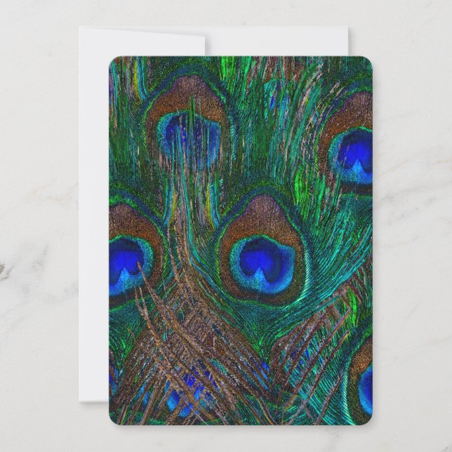 Midnight Peacock Feathers Etching Style Decor (Voorkant)