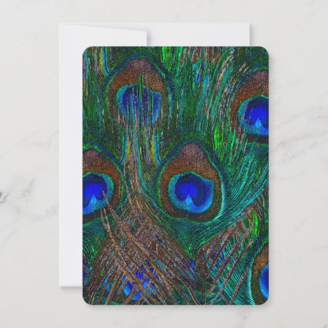 Midnight Peacock Feathers Etching Style Decor (Voorkant)