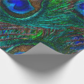 Midnight Peacock Feathers Etching Style Decor Cadeaupapier (Hoek)