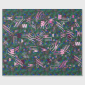 Midnight Peacock Feathers Etching Style Decor Cadeaupapier (Vlak)