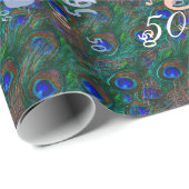 Midnight Peacock Feathers Etching Style Decor Cadeaupapier (Rol Hoek)