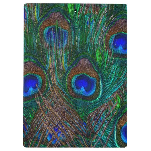 Midnight Peacock Feathers Etching Style Decor Klembord (Achterkant)