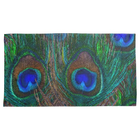 Midnight Peacock Feathers Etching Style Kussensloop (Voorkant-Rechts)