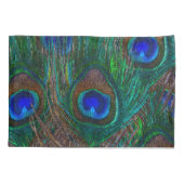 Midnight Peacock Feathers Etching Style Kussensloop (Achterkant-Links)