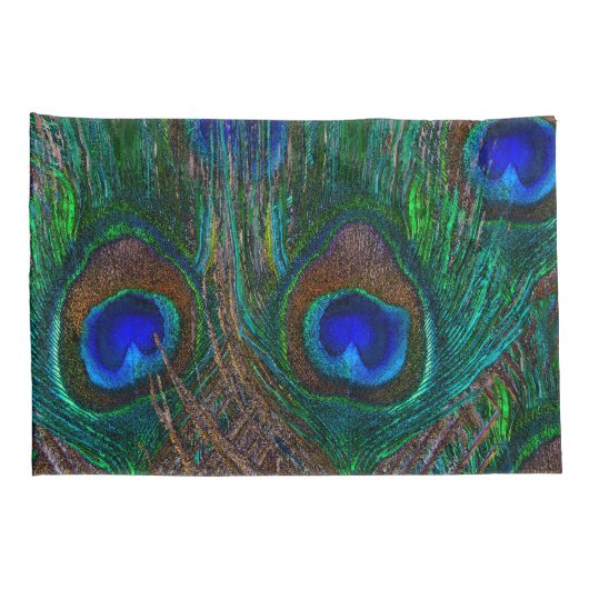 Midnight Peacock Feathers Etching Style Kussensloop (Achterkant-Rechts)