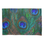 Midnight Peacock Feathers Etching Style Kussensloop (Voorkant-Links)