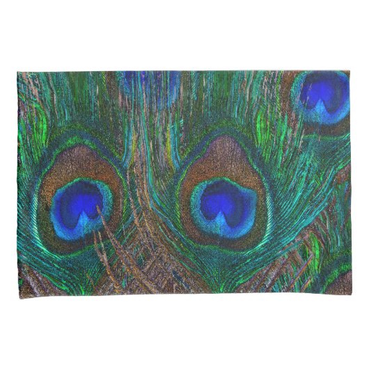 Midnight Peacock Feathers Etching Style Kussensloop (Voorkant-Rechts)