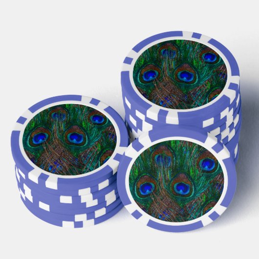 Midnight Peacock Feathers Etching Style Poker Chips (Opstapeling)