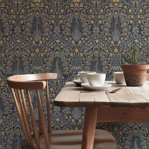 Midnight Peacocks Art Nouveau Behang