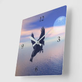 Midnight Pegasus Vierkante Klok (Hoek)
