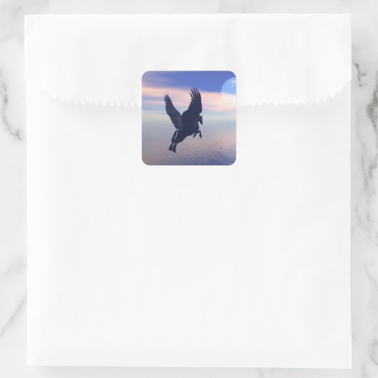 Midnight Pegasus Vierkante Sticker (Tas)