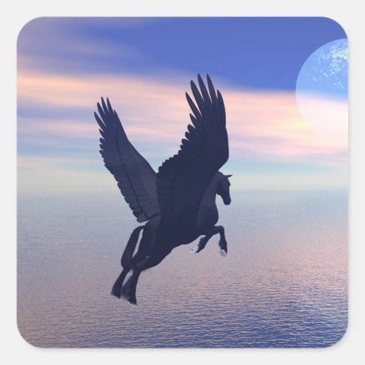 Midnight Pegasus Vierkante Sticker (Voorkant)
