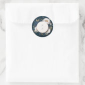 Midnight Peony Blue Floral Wedding Sticker (Tas)