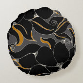 Midnight Petals – Elegant Floral Pattern Rond Kussen (Achterkant)