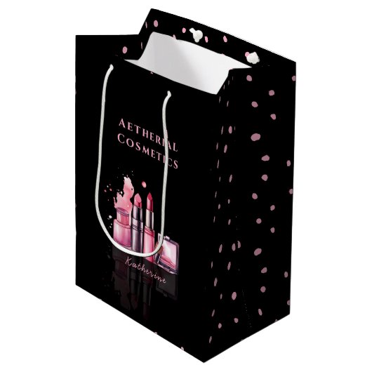 Midnight Pink Custom Salon Gift Bag Medium Cadeauzakje (Voorkant Gekanteld)