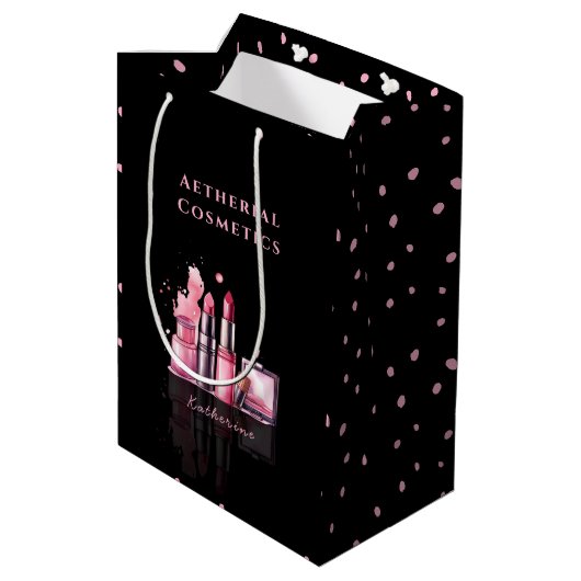 Midnight Pink Custom Salon Gift Bag Medium Cadeauzakje (Achterkant Gekanteld)