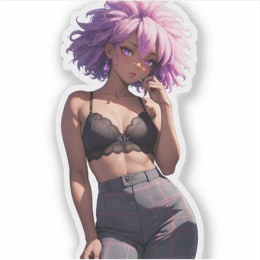 Midnight Plaid Elegance Sticker (Voorkant)