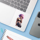 Midnight Plaid Elegance Sticker (Laptop met iPhone)