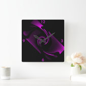 Midnight Power Wall Clock 4 Home op zwart & roze Vierkante Klok (Huis)