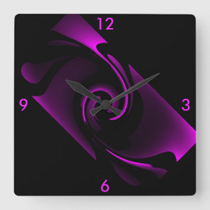 Midnight Power Wall Clock 4 Home op zwart & roze Vierkante Klok
