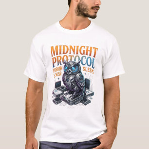 Midnight Protocol Visie Slaapt Nooit Cybernetisch T-shirt